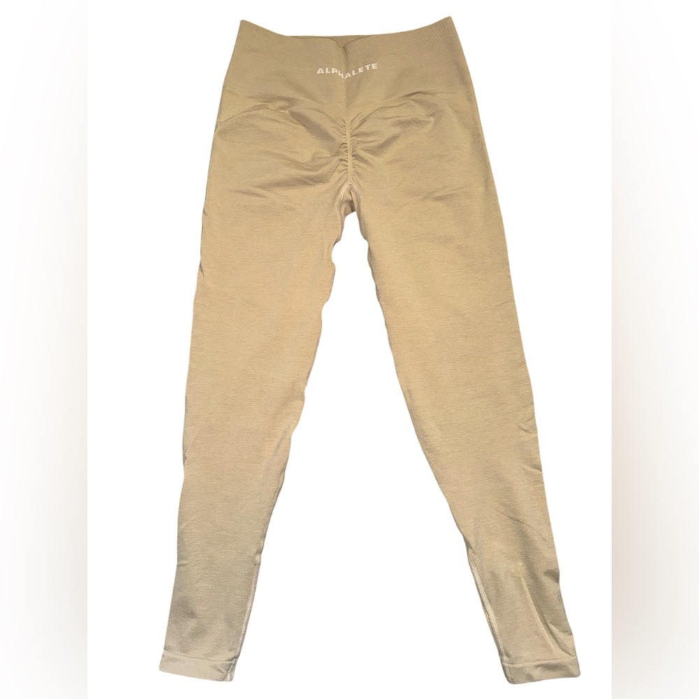 Alphalete Women’s Leggings Medium Beige Seamless Scrunch High Waist Gym Pants